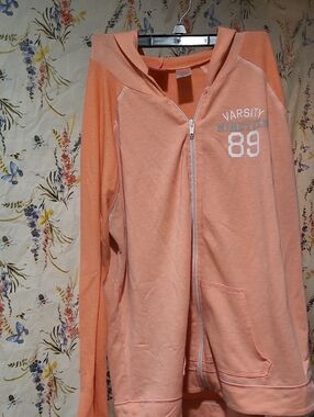 Hard Candy Peach-Orange Hooded Zip Sweatshirt
